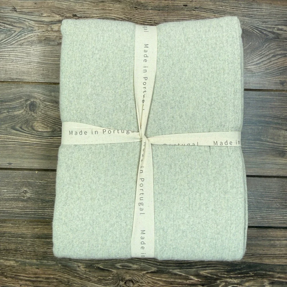 Docofil King Size Blanket Light Grey 100% Recycled Cotton Made in Portugal NEW